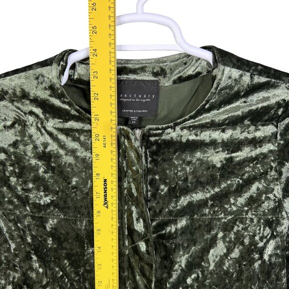 Sanctuary Womens M Crushed Velvet Zip Jacket Olive Green Dark Academia Timeless - Picture 11 of 16